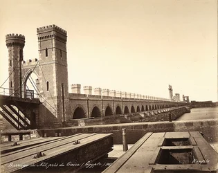 La diga del Nilo, vicino al Cairo, Egitto