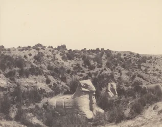 Karnak Tebe, Sfinge a Testa Umana e a Testa di Ariete, 1851-52, stampato 1853-54