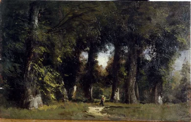 Bordo della foresta (fronte), Paesaggio animato (retro), tra il 1850 e il 1860