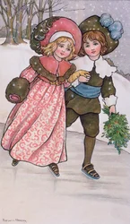 Ragazza e ragazzo che pattinano, fine XIX o inizio XX secolo