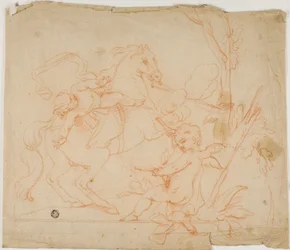 Putto che spara a putto a cavallo
