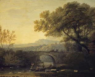 Francese:  Paysage avec un pont Paesaggio con un ponte