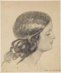 Oure Ladye del sabato sera - Studio di testa di angelo che regge una ciotola d