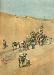 Carovana della missione Marchand nel deserto nel 1898 (Incisione)