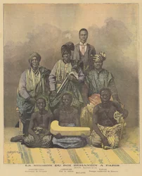 Membri della missione del re dahomeano Behanzin a Parigi (litografia a colori)