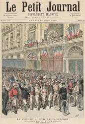 La partenza della corsa su strada da Parigi a Belfort, da 
