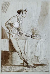 Serva con uno scaldaletto