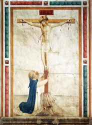 San Domenico che adora il Crocifisso di Giovanni da Fiesole, noto come Fra Angelico (circa 1400-1455), affresco, Corridoio del Convento di San Marco, Firenze