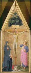 Cristo sulla croce tra la Vergine e il Cardinale Torquemada e San Giovanni Evangelista