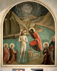 Il battesimo di Cristo da parte di San Giovanni Battista - affresco di Guido di Pietro