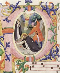 Messale 558, f.68v: iniziale istoriata «P» raffigurante l