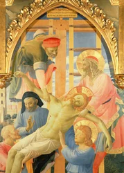 Pala di Santa Trinita, dettaglio del Cristo morto deposto dalla croce
