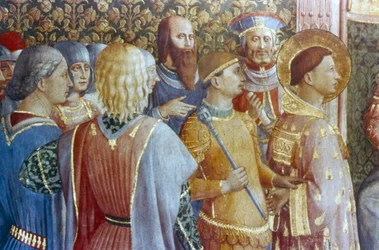 San Lorenzo davanti al tribunale di Decio (dettaglio), metà del XV secolo