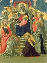 Madonna col Bambino in trono con angeli e santi