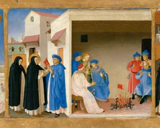 La disputa di san Domenico e il miracolo del libro, predella del retablo L