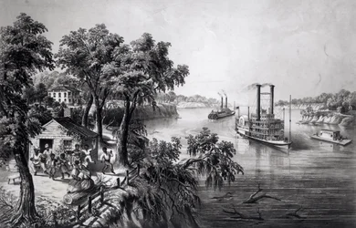 Bassa marea nel Mississippi, pub. da Currier e Ives, 1867