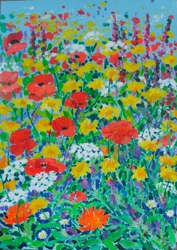 Prato di fiori selvatici, 2024 (acrilico su tela)