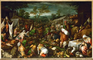 Scena di mercato (dipinto su tela)