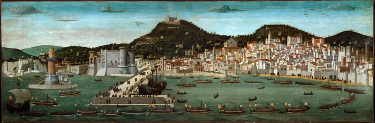 Tavola Strozzi: il ritorno della flotta aragonese vittoriosa nella battaglia di Ischia nel 1465