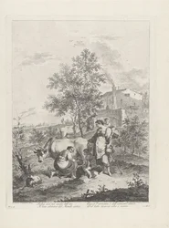 Paesaggio con mungitrice di mucche