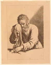 Vecchio in lacrime, da un disegno di Guercino