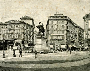 Monumento a Vittorio Emanuele II (1820-1878), di Francesco Barzaghi (1839-1892), Piazza Corvetto, Genova, Liguria, Italia