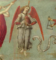 Angelo che suona la cornamusa, ca. 1475-97, dettaglio di 64871