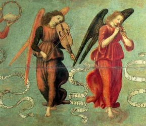 Angeli che suonano il violino e il flauto (dettaglio)