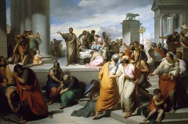 Bruto mostra il corpo di Lucrezia al popolo di Roma
