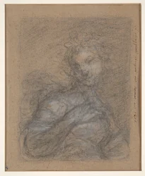 Figura femminile a mezzo busto (recto); Soldato seduto in armatura (verso)
