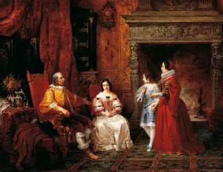 Principe che racconta al giovane principe e a sua madre la decisione di Gertrude di diventare suora, episodio da I Promessi Sposi di Alessandro Manzoni