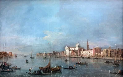 Tedesco: Blick auf den Giudecca-Kanal nach Nordwesten mit den Zattere Vista sul Canale della Giudecca verso nord-ovest con le Zattere