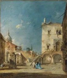 Veduta Immaginaria di una Piazza Veneziana o Campo