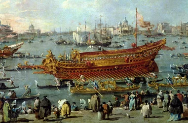 La partenza del „Bucintoro“ verso il Lido di Venezia nel giorno dell
