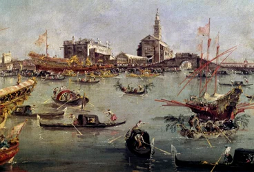 Il doge sul Bucintoro a San Nicolò del Lido a Venezia, giorno dell