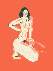 Elegante nudo inginocchiato