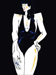 Figura di moda in nero