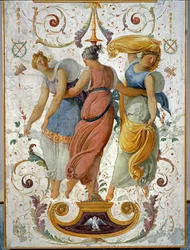 Affresco di tre ragazze danzanti ... (affresco)