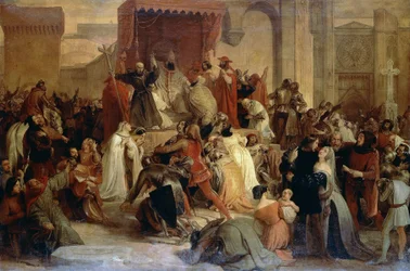 Papa Urbano II predica la Prima Crociata nella piazza di Clermont