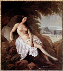 La bagnante, dipinto di Francesco Hayez (1791-1882), 1832, dimensioni 63 x 56 cm, Bergamo, Accademia Carrara