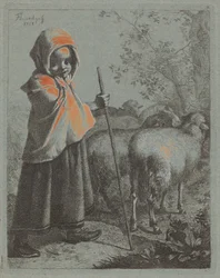 Bambina Pastorella con Gregge