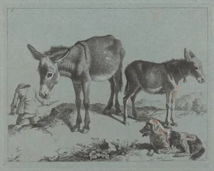 Asina con il suo Puledro, un Cane e un Contadino, 1762-1763