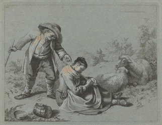 Contadino che prende in giro una ragazza addormentata con un ramoscello, 1763