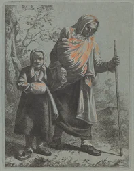 Contadina con bambino e bambina