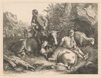 Due pastori con una mucca e un vitello, dopo il 1776