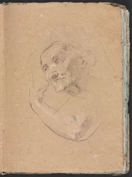Verona Sketchbook: Testa di una donna con braccio sinistro (pagina 13)