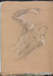Verona Sketchbook: Nudo maschile con braccio destro alzato (pagina 32)