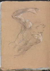 Verona Sketchbook: Nudo maschile con braccio destro alzato (pagina 32), 1760