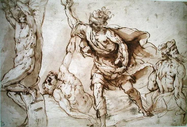 Studi per il martirio di San Sebastiano e la lapidazione di Santo Stefano
