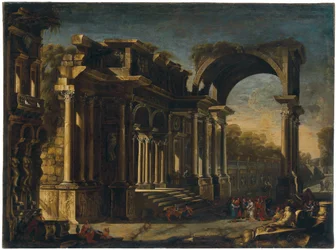Capriccio con rovine romane e Cristo con la donna adultera
